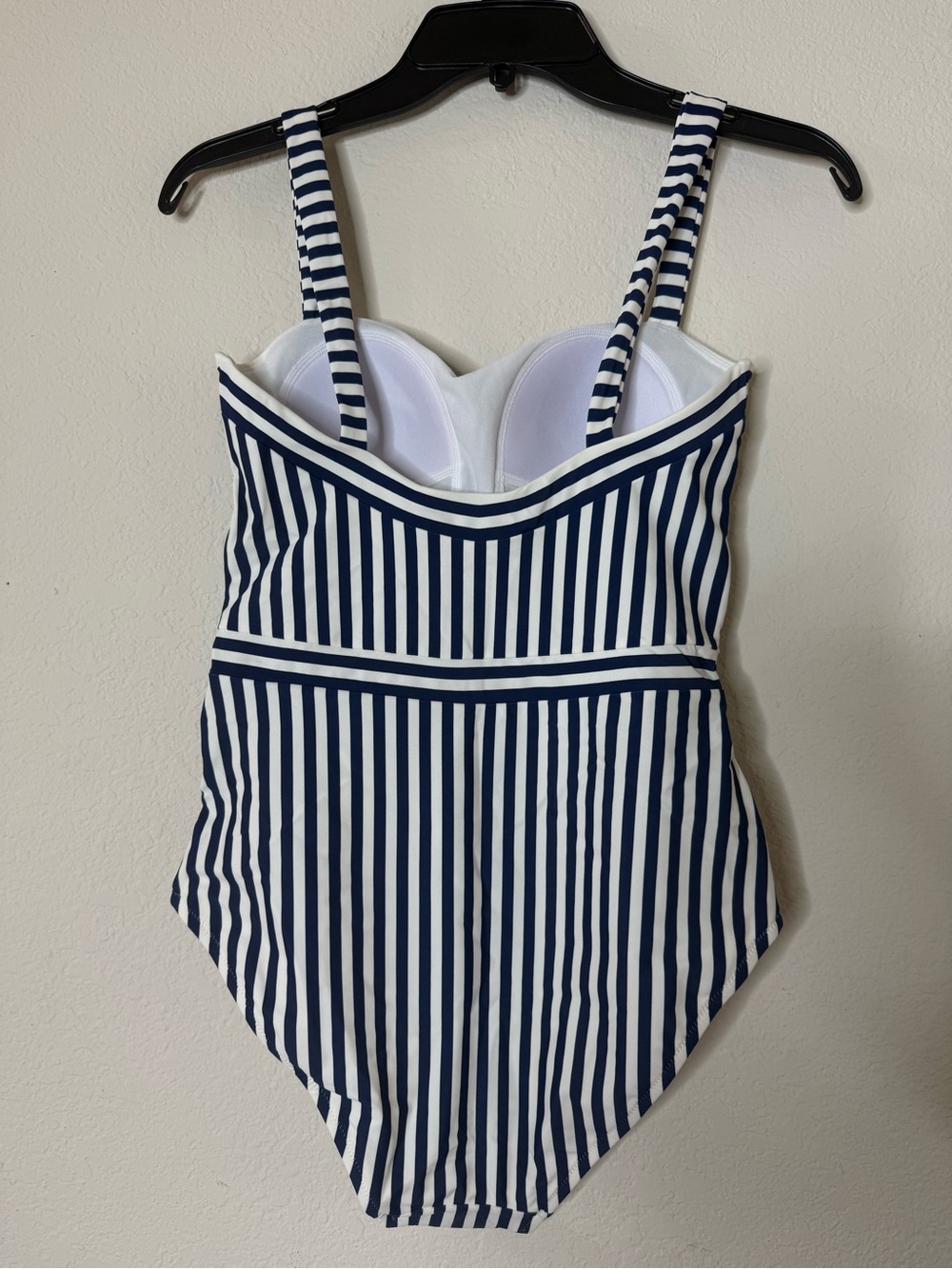 BODEN Women’s Clean Sweetheart Swimsuit Navy and Ivory Stripe Size 8R New - Picture 3 of 10